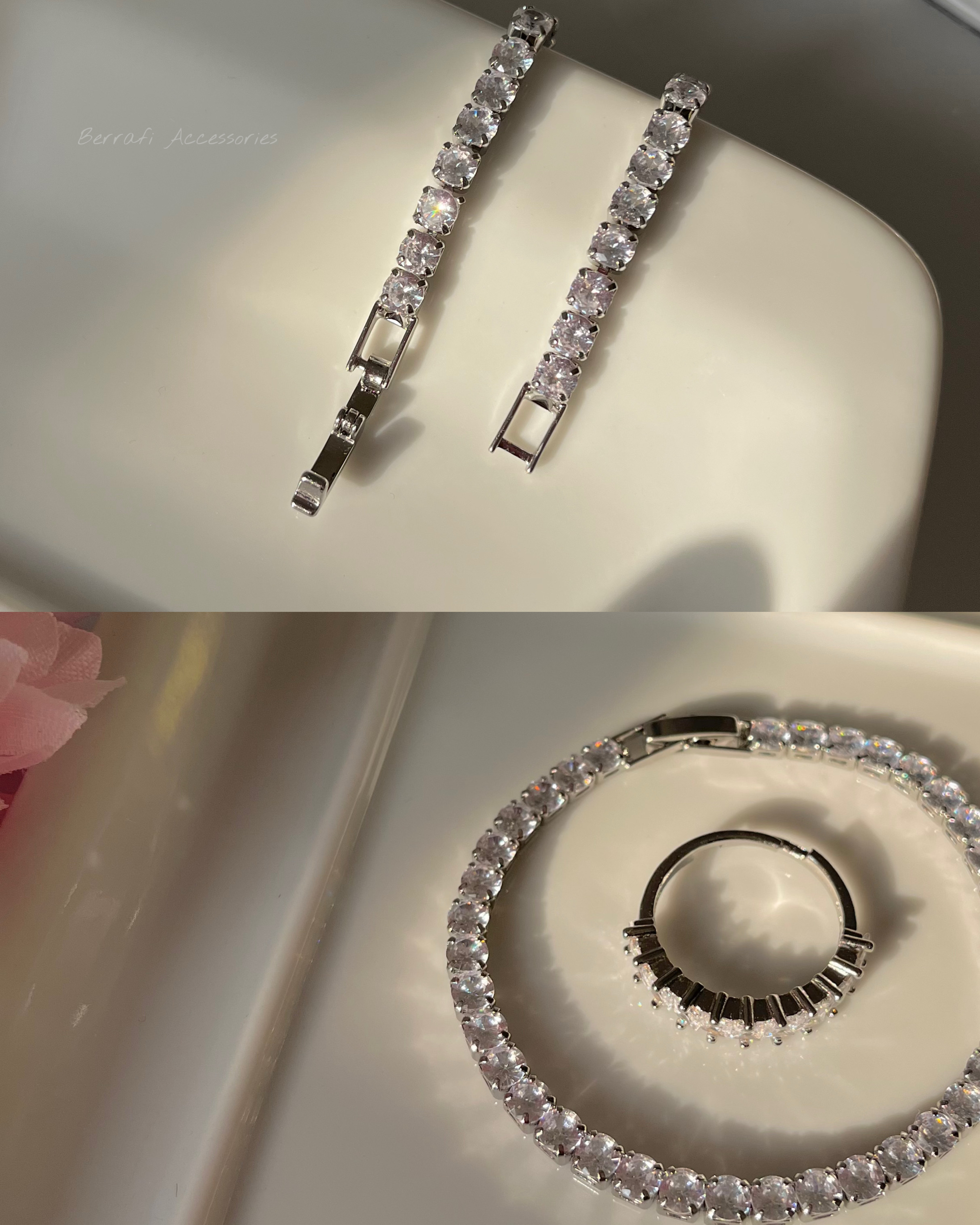 دستبند تنیسی نگین گرد