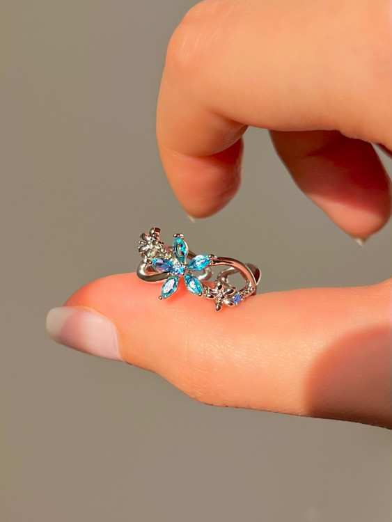 انگشتر شکوفه آبی