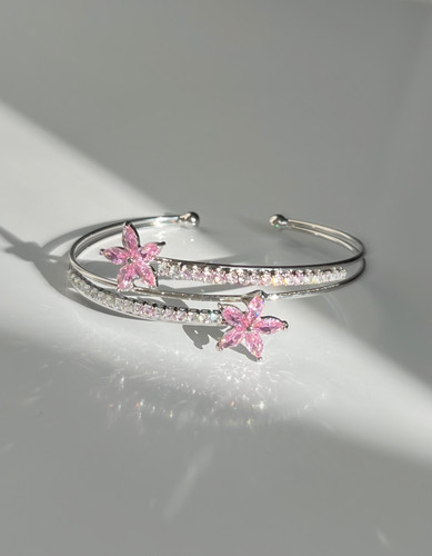 بنگل شکوفه جواهری صورتی