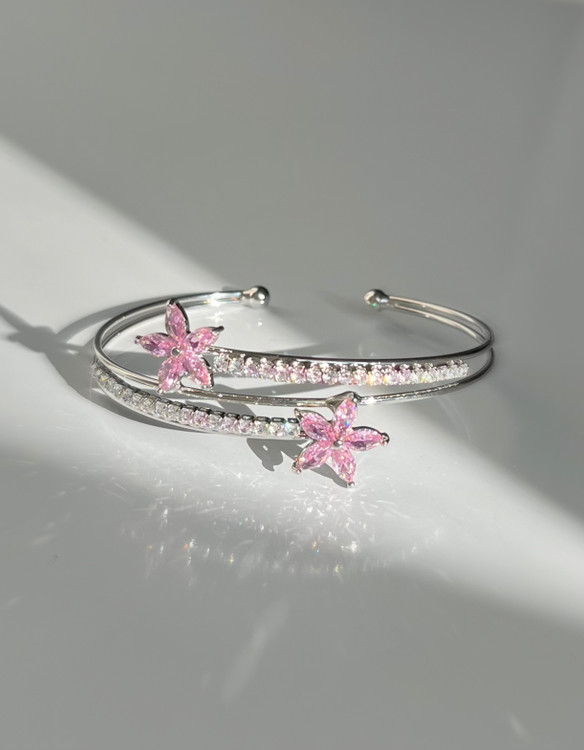 بنگل شکوفه جواهری صورتی