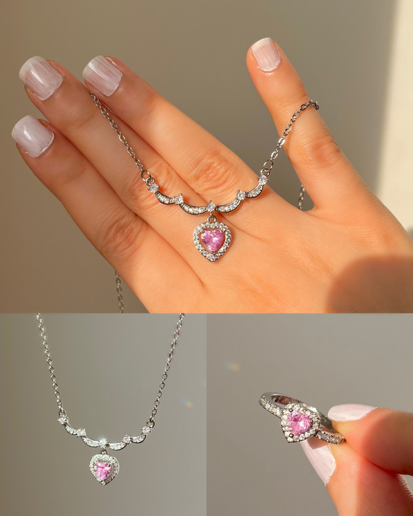 گردنبند قلب صورتی