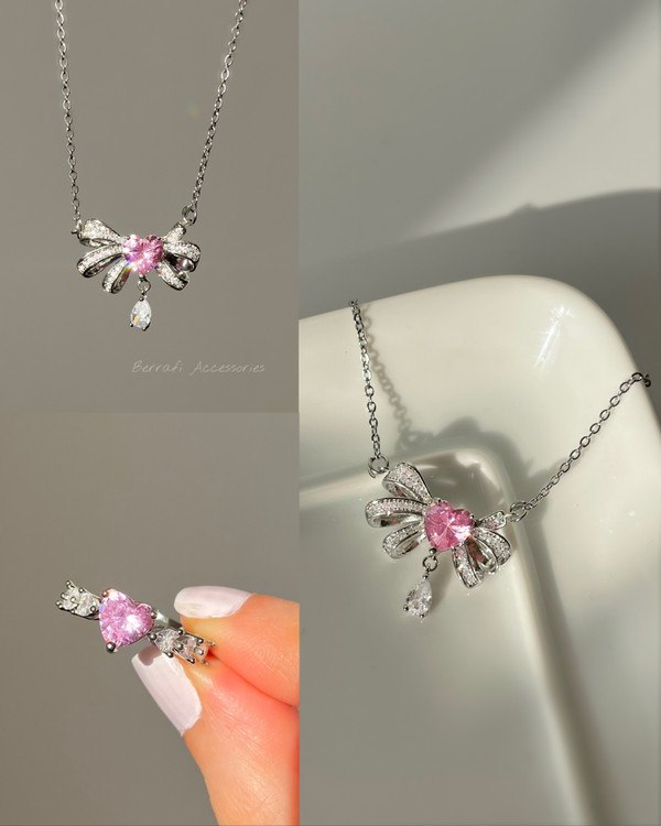 گردنبند قلب صورتی