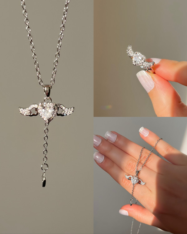 گردنبند قلب با بال فرشته